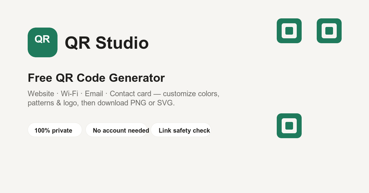QR Studio QR code generator interface